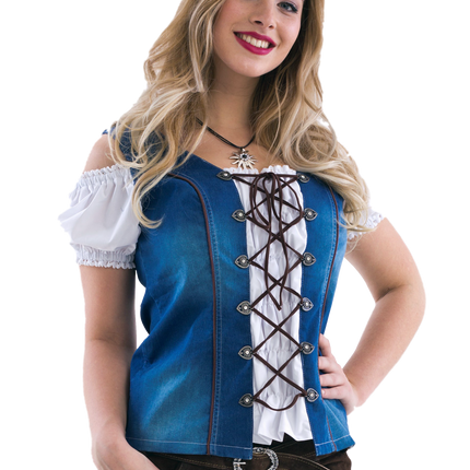 Camicetta bianca blu da donna Trachtenmieder