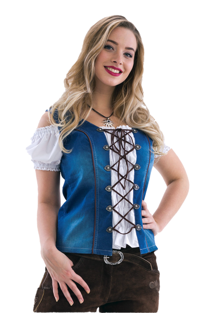 Camicetta bianca blu da donna Trachtenmieder