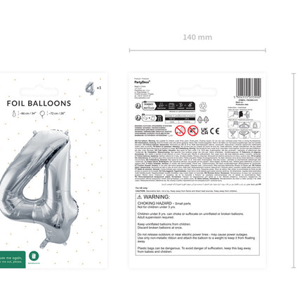 Palloncino a 4 anni Silver vuoto 72 cm
