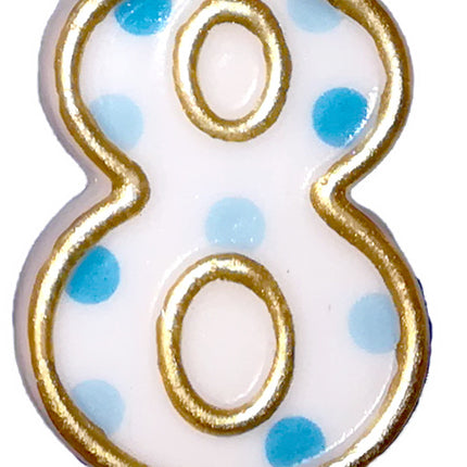 Candela 8 anni a pois blu 8,5 cm