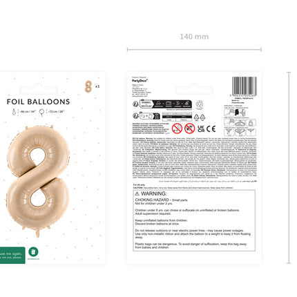 Palloncino di figura 8 anni Beige Vuoto 72cm