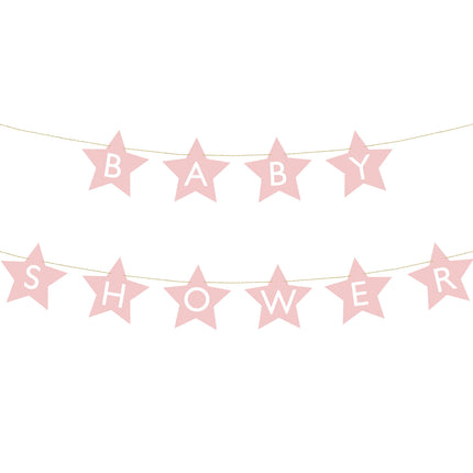 Ghirlanda rosa Baby Shower Stelle 2,9 m