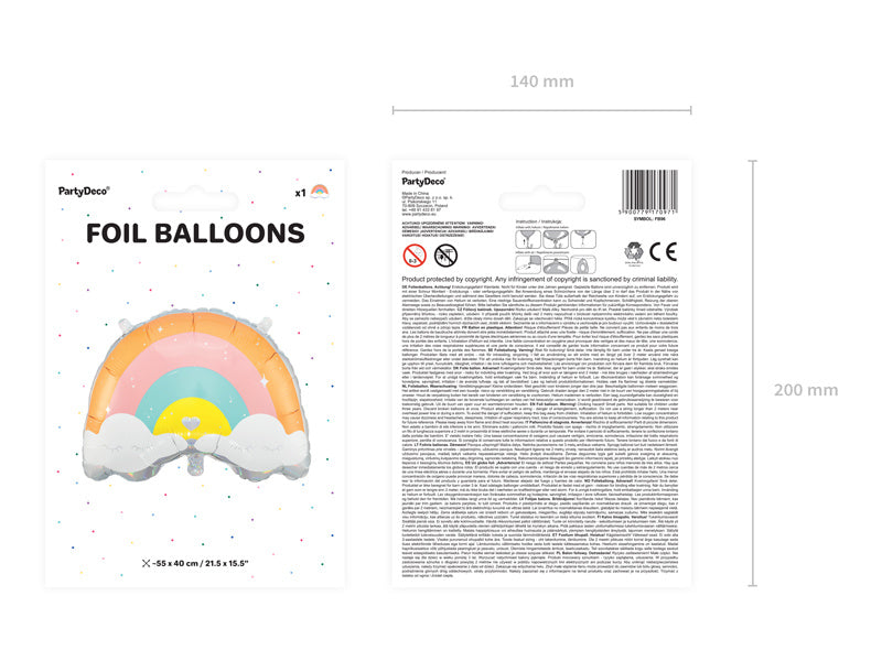 Palloncino ad elio arcobaleno vuoto 55 cm
