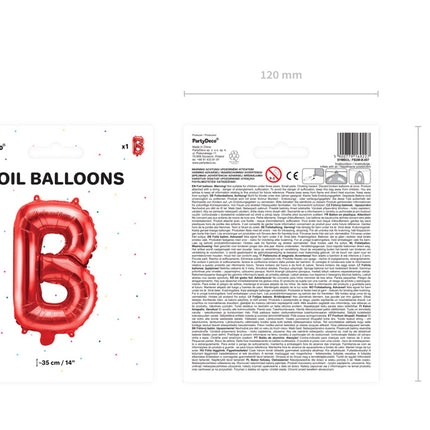 Palloncino in foil Lettera B Rosso Vuoto 35cm