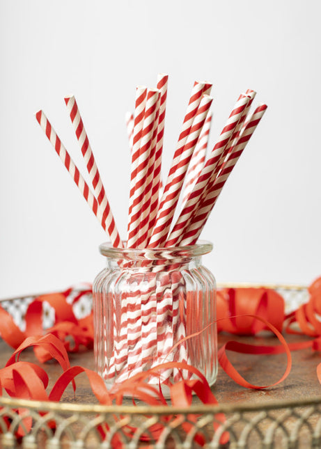 Cannucce di carta a righe rosse 19,7 cm 20 pezzi