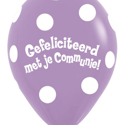Palloncini Comunione a Pois Lilla 30cm 50pz