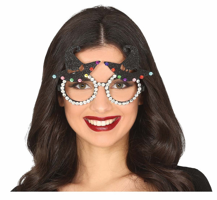 Occhiali di Halloween Cappello da Strega Glitter
