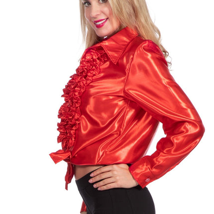 Camicetta da discoteca con volant rosso