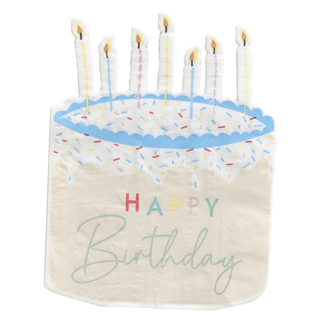 Tovaglioli per torta di buon compleanno 16,5 cm 16 pezzi