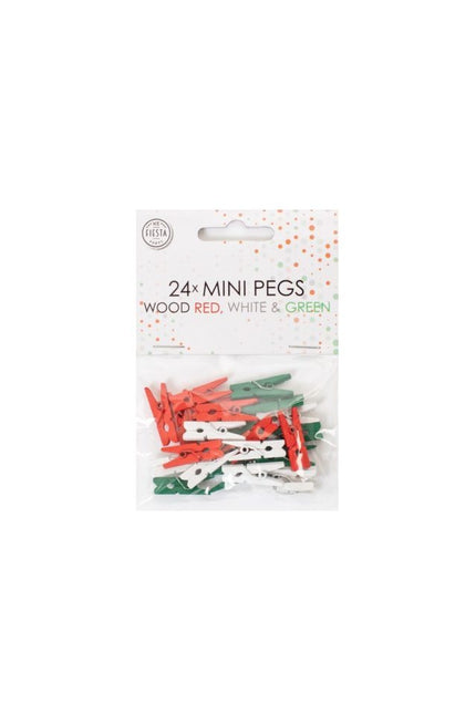 Mini chiodini in legno rosso bianco verde 24 pezzi