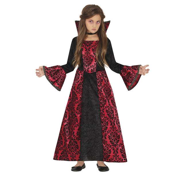 Costume di Halloween da vampiro per ragazza, nero e rosso