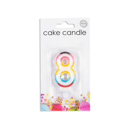 Candela 8 anni colorata 7 cm