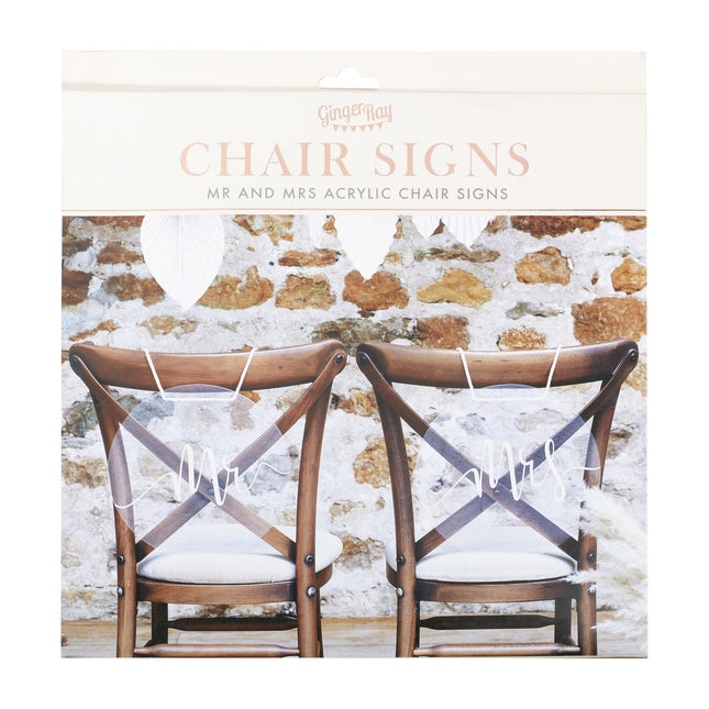Decorazione per sedia Mr & Mrs 30cm 2pz