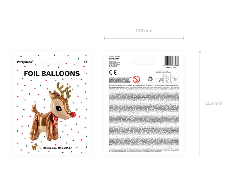 Palloncino ad elio renna vuoto 62 cm