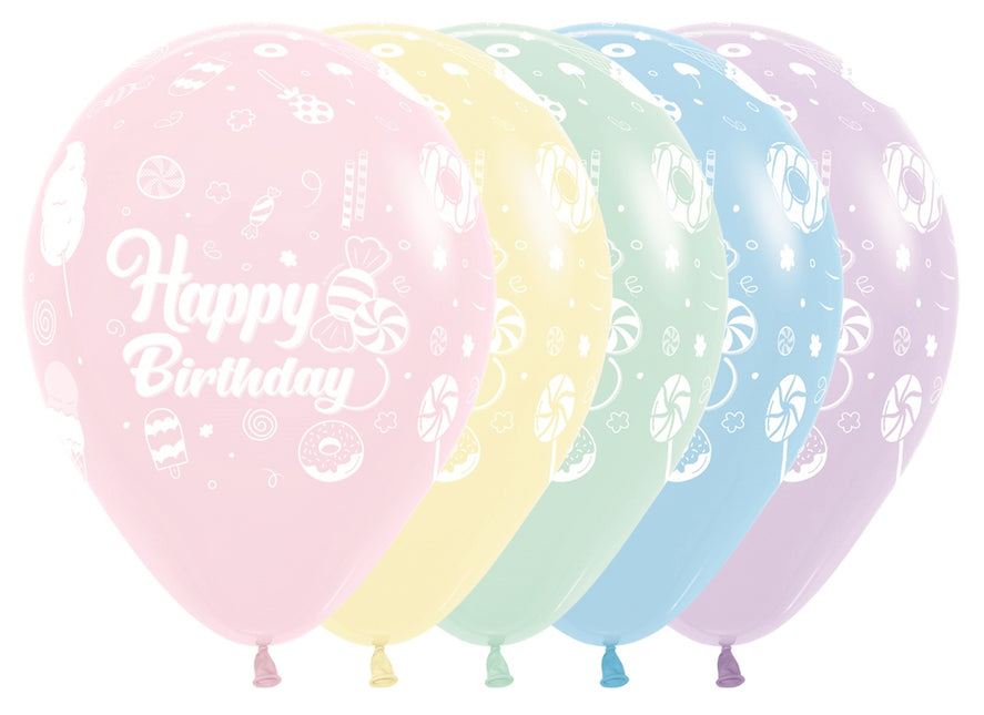 Palloncini Happy Birthday Sweet Pastel Matte Mix 30cm 25pz