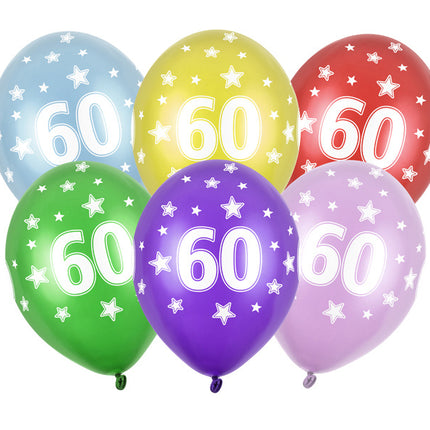 Palloncini 60 anni colorati metallizzati 30cm 6pz
