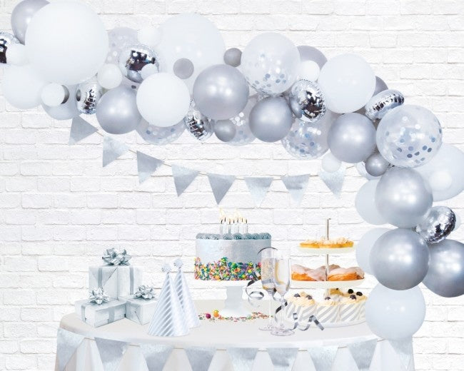 Arco di palloncini fatto in casa Set Argento 4m