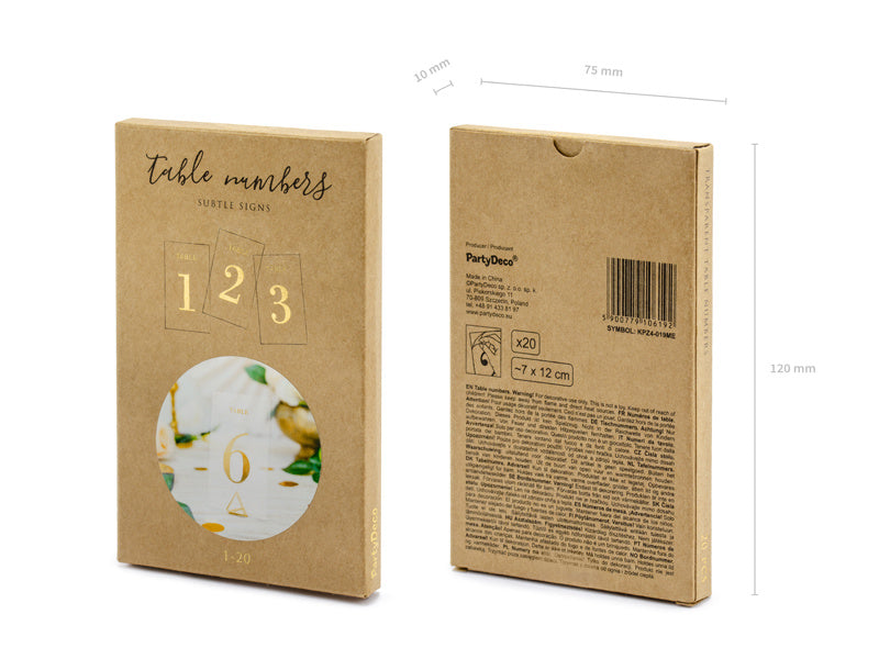 Numeri da tavolo figure dorate 12cm 20pz
