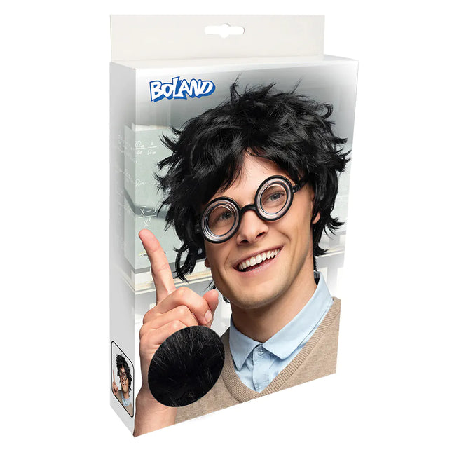 Parrucca nera da nerd