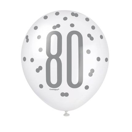 Palloncini 80 anni a pois 30cm 6pz