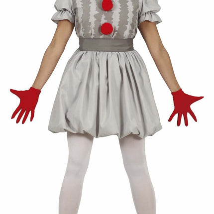 Costume di Halloween da clown horror da donna grigio