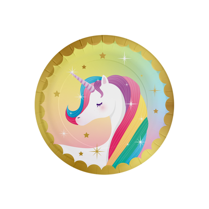 Piatti Unicorno Colorati 23cm 8pz