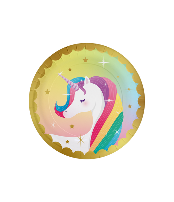 Piatti Unicorno Colorati 23cm 8pz