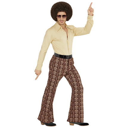 Pantaloni Disco 70S Marrone Uomo Old School