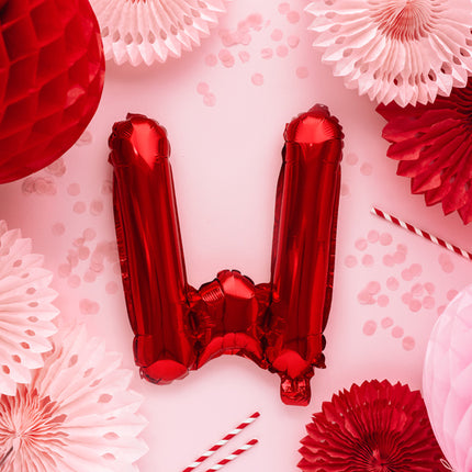 Palloncino in foil Lettera W Rosso Vuoto 35cm