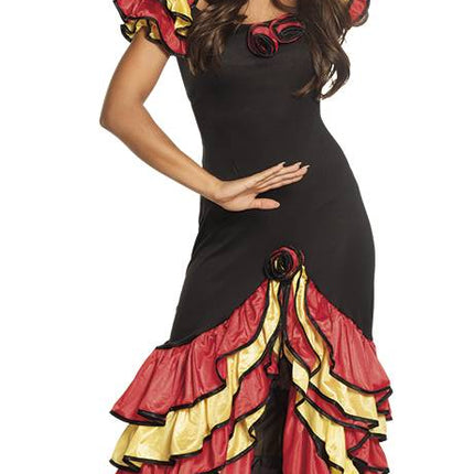 Abito spagnolo Flamenco Rosso Giallo