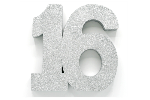 Decorazione da tavolo argentata Figura 16 Glitter 20,5 cm