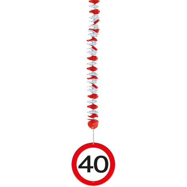 Decorazione da appendere 40 Years Traffic Sign 75cm 3pcs
