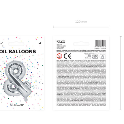 Palloncino in foil Lettera e Argento Vuoto 35cm