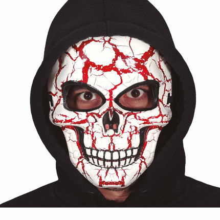 Maschera di Halloween bianca e rossa Teschio