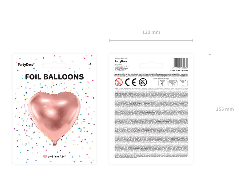 Palloncino ad elio Cuore Oro Rosa Vuoto 61 cm