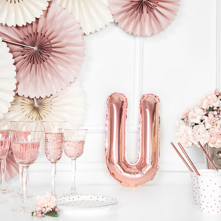 Palloncino in foil Lettera U Oro Rosa Vuoto 35 cm