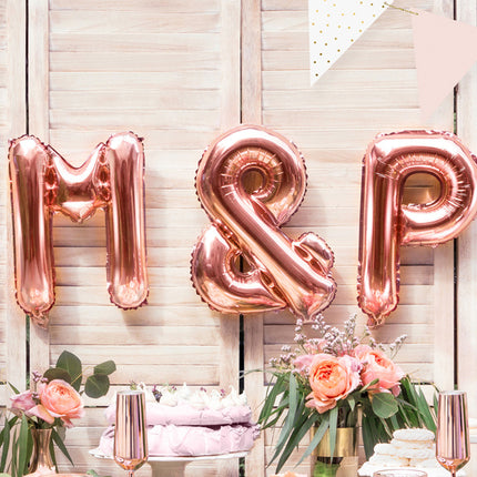 Palloncino in foil Lettera e Oro Rosa Vuoto 35 cm