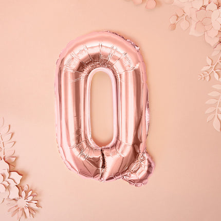 Palloncino in foil Lettera Q Oro Rosa Vuoto 35 cm