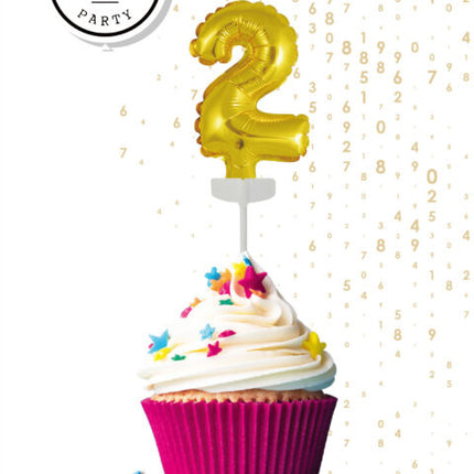 Palloncino in foil 8 anni Gold Cake topper 12,5 cm