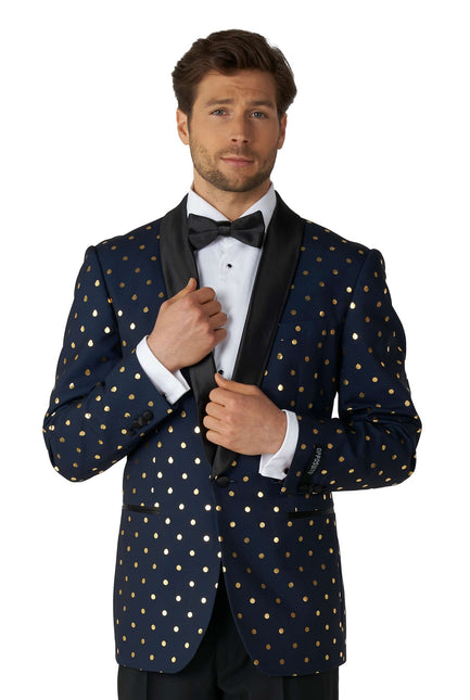 Smoking da uomo a pois blu scuro e oro <tc>OppoSuits</tc>