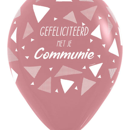 Palloncini Congratulazioni per la Comunione Triangoli in legno di rosa 30cm 25pz
