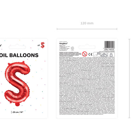 Palloncino in foil Lettera S Rosso Vuoto 35cm