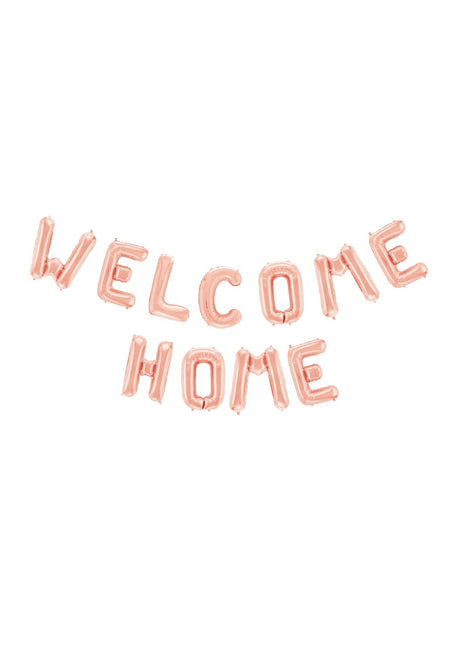 Set di palloncini a forma di lettera Welcome Home Oro Rosa