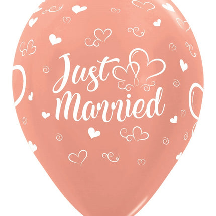 Palloncini Just Married Hearts Metallic Rose Gold 30cm 25pz