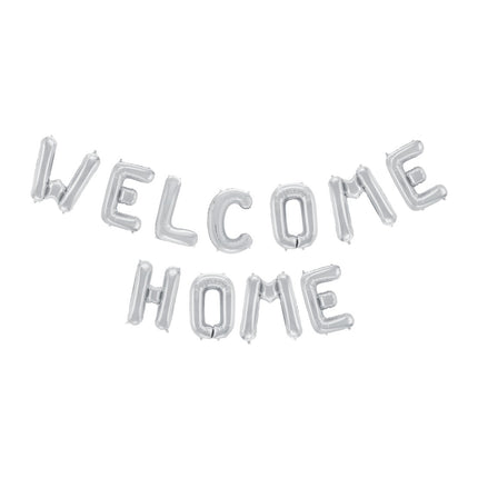 Set di palloncini a forma di lettera Welcome Home Argento