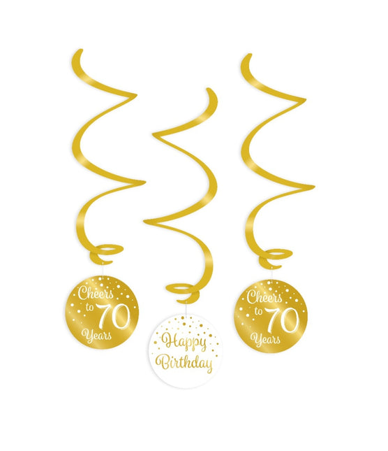 Decorazione da appendere 70 anni Buon Compleanno 17cm 3pz