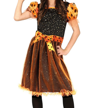 Costume da strega di Halloween per ragazza arancione