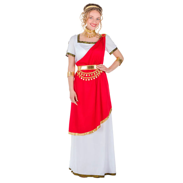 Abito romano rosso bianco da donna