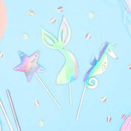 Set di cake topper a forma di sirena 3 pezzi