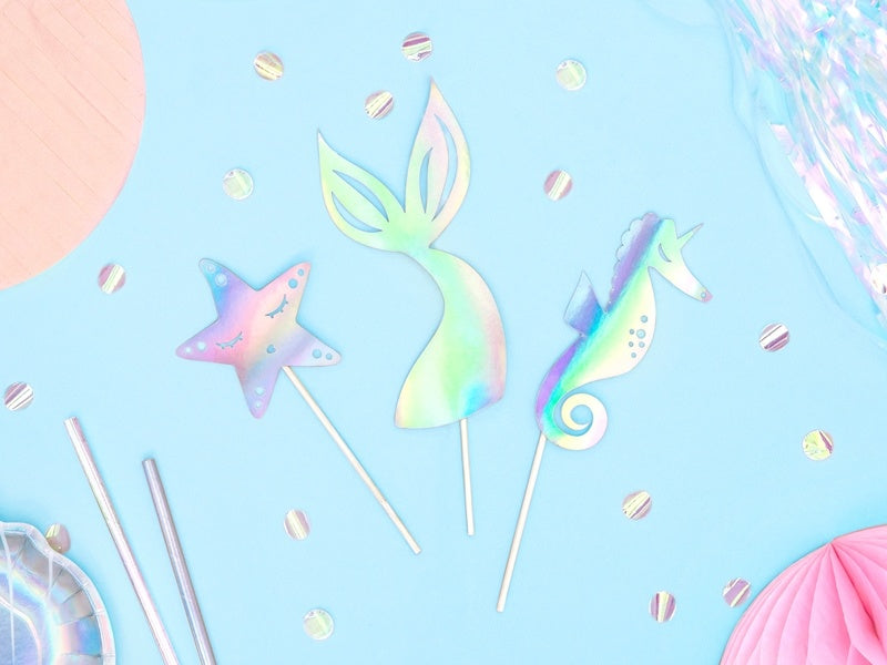 Set di cake topper a forma di sirena 3 pezzi